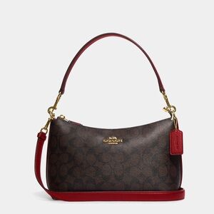 Coach Clara Brown Red Shoulder Bag